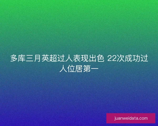 多库三月英超过人表现出色 22次成功过人位居第一